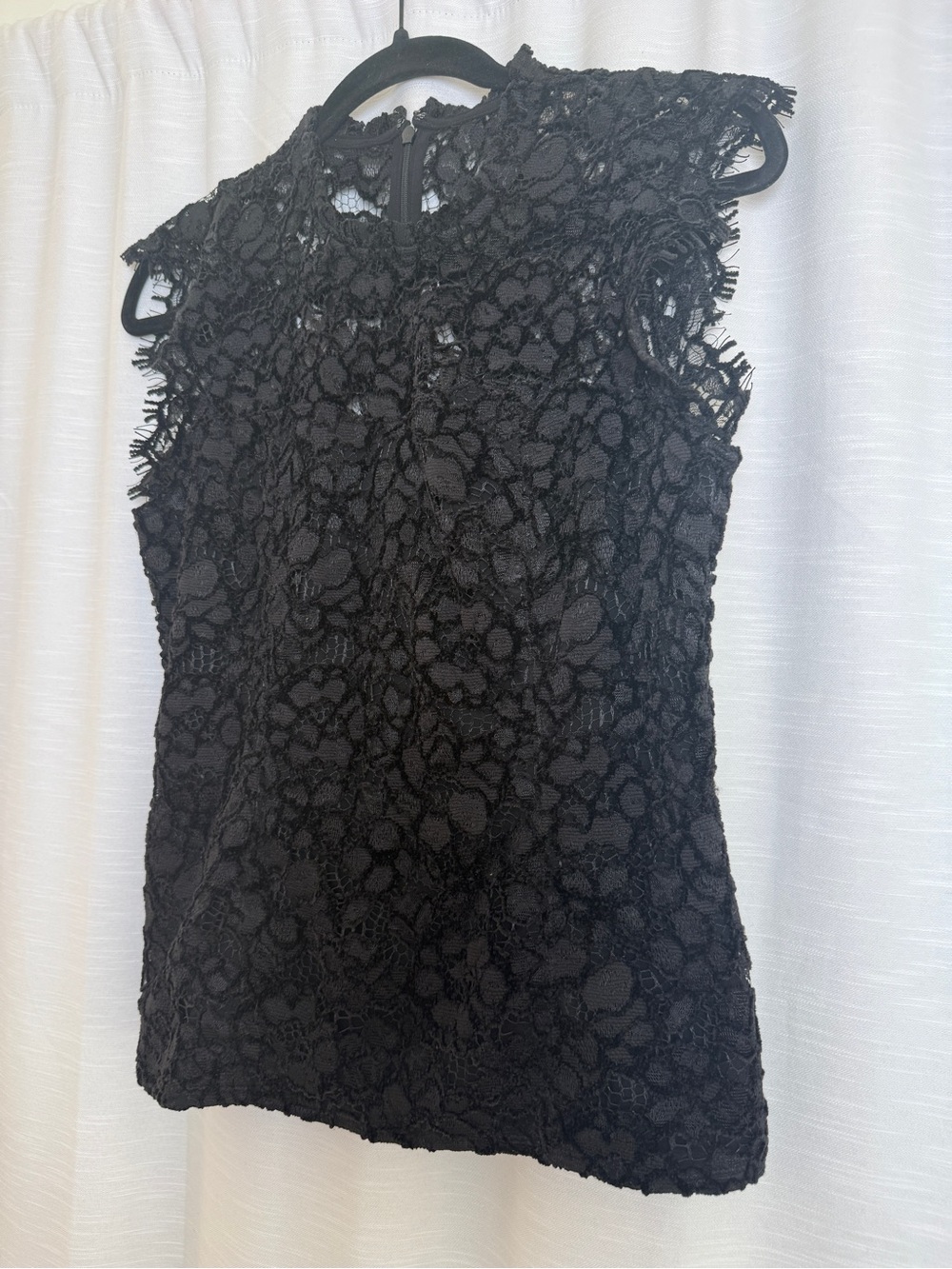 White House Black Market Black Lace Mock Neck Top | Size 2 - Picture 5 of 12